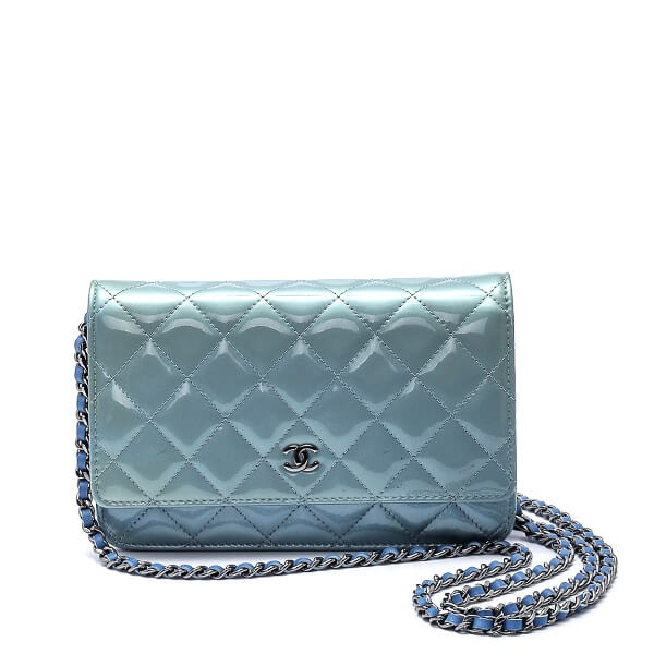 Chanel - Baby Blue Patent Leather Wallet on Chain Bag